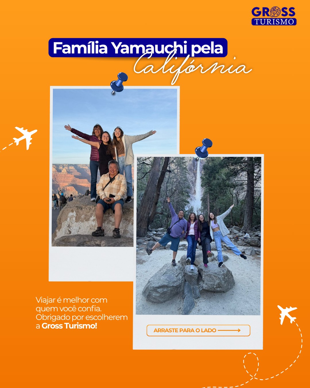 A Gross Turismo agradece à família Yamauchi pela confiança em escolher viajar conosco e viver momentos incríveis pela Califórnia! 🧡
